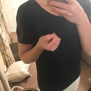 Navy and black shirt w/ zipper sleeves and leather